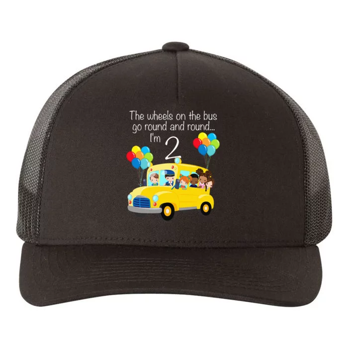 The Wheels On The Bus 2nd Birthday 2 Years Old Yellow Bus Yupoong Adult 5-Panel Trucker Hat