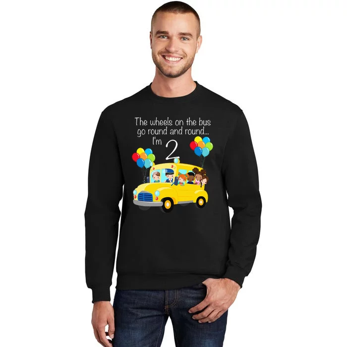 The Wheels On The Bus 2nd Birthday 2 Years Old Yellow Bus Sweatshirt