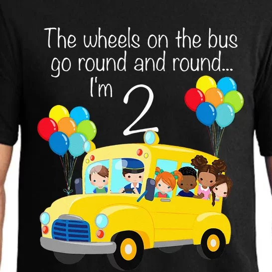 The Wheels On The Bus 2nd Birthday 2 Years Old Yellow Bus Pajama Set