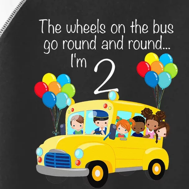 The Wheels On The Bus 2nd Birthday 2 Years Old Yellow Bus Toddler Fine Jersey T-Shirt