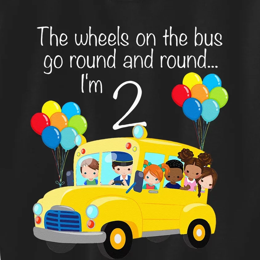 The Wheels On The Bus 2nd Birthday 2 Years Old Yellow Bus Kids Sweatshirt