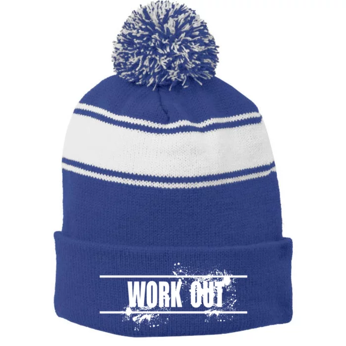 Trendy Work Out Paint Splatter Gift Stripe Pom Pom Beanie