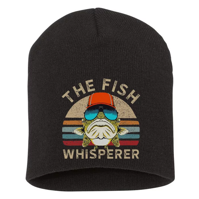 The Whisperer Of Fish Retro Vintage Fishing Angler Fisherman Short Acrylic Beanie