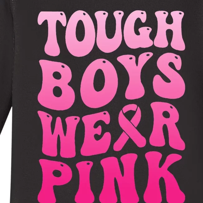 Tough Wear Pink Cool Pink Breast Cancer Support Squad Baby Long Sleeve Bodysuit