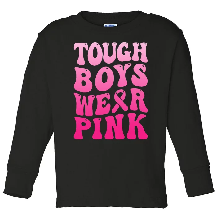 Tough Wear Pink Cool Pink Breast Cancer Support Squad Toddler Long Sleeve Shirt