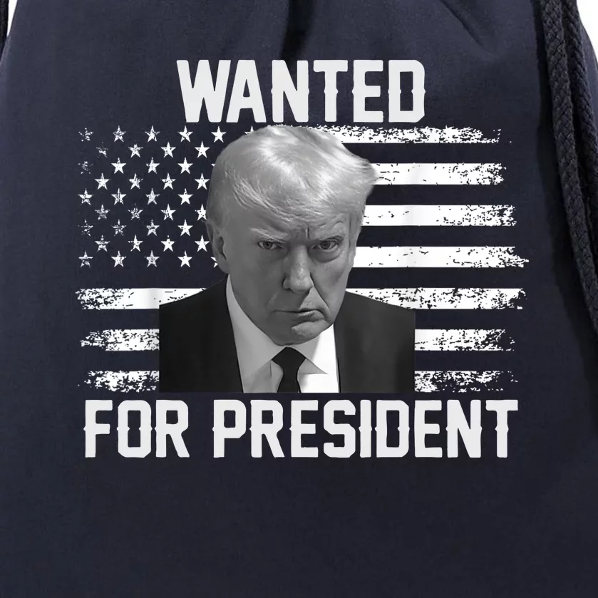 Trump Wanted President Trump Mugshot Drawstring Bag