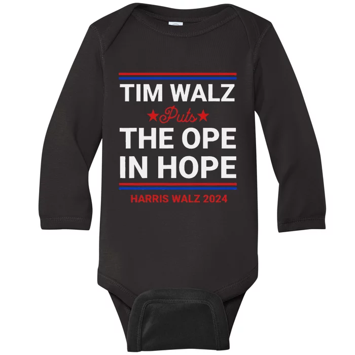 Tim Walz Puts The Ope In Hope Harris Walz 2024 Midwest Baby Long Sleeve Bodysuit