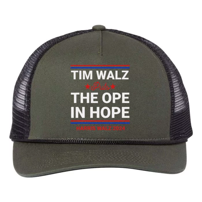 Tim Walz Puts The Ope In Hope Harris Walz 2024 Midwest Retro Rope Trucker Hat Cap