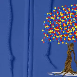 Tree With Puzzle Pieces Autism Mom And Son Autism Awareness Gift Full Zip Hoodie