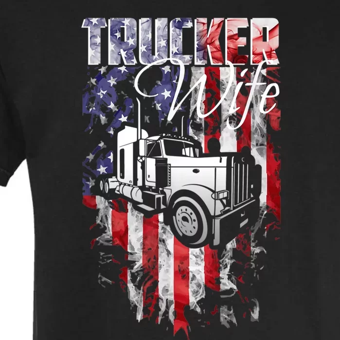 TRUCKER WIFE Proud Truck Driver Wife USA Flag Truckers Wife Garment-Dyed Heavyweight T-Shirt