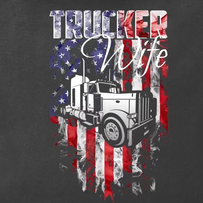 TRUCKER WIFE Proud Truck Driver Wife USA Flag Truckers Wife Zip Tote Bag