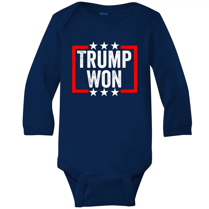 Trump Won ~ Pro Freedom ~ Anti Harris And Biden Protest Baby Long Sleeve Bodysuit