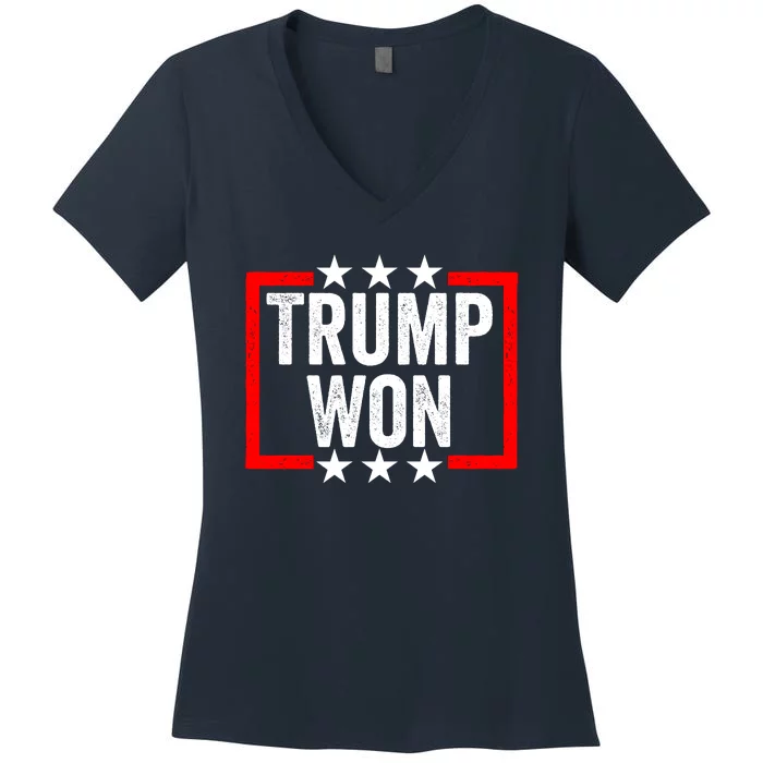 Trump Won ~ Pro Freedom ~ Anti Harris And Biden Protest Women's V-Neck T-Shirt