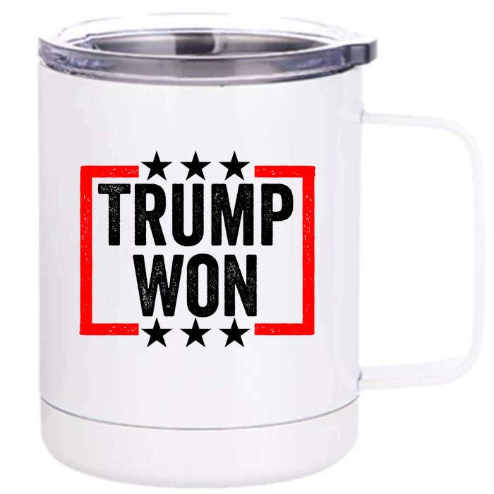 Trump Won ~ Pro Freedom ~ Anti Harris And Biden Protest Front & Back 12oz Stainless Steel Tumbler Cup