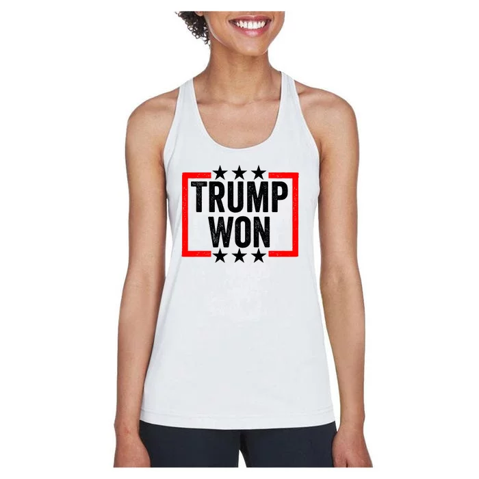 Trump Won ~ Pro Freedom ~ Anti Harris And Biden Protest Women's Racerback Tank