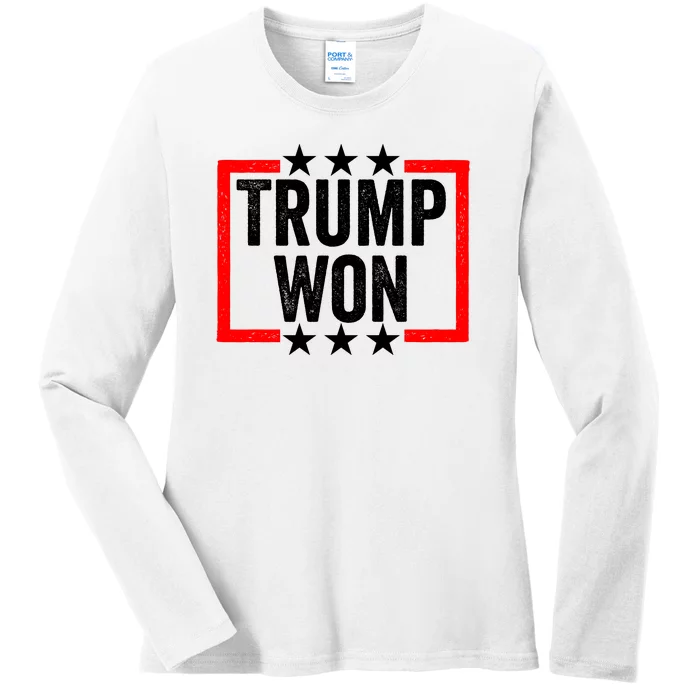 Trump Won ~ Pro Freedom ~ Anti Harris And Biden Protest Ladies Long Sleeve Shirt