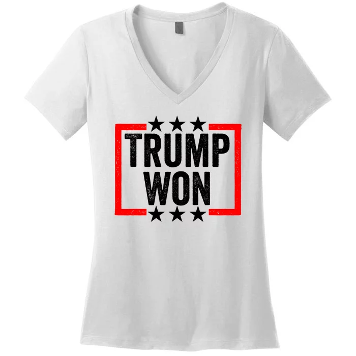 Trump Won ~ Pro Freedom ~ Anti Harris And Biden Protest Women's V-Neck T-Shirt