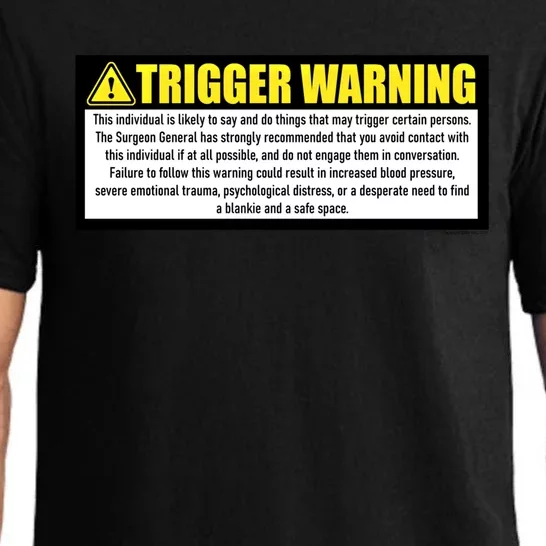 Trigger Warning Parody Warning Label For People Cool Gift Pajama Set