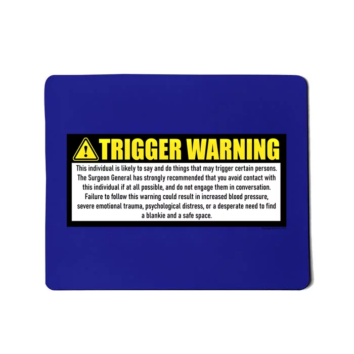 Trigger Warning Parody Warning Label For People Cool Gift Mousepad