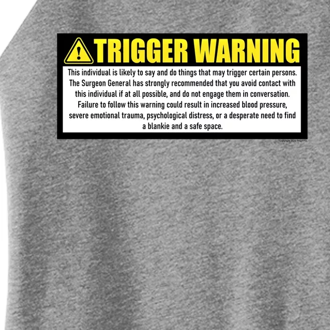 Trigger Warning Parody Warning Label For People Cool Gift Women’s Perfect Tri Rocker Tank