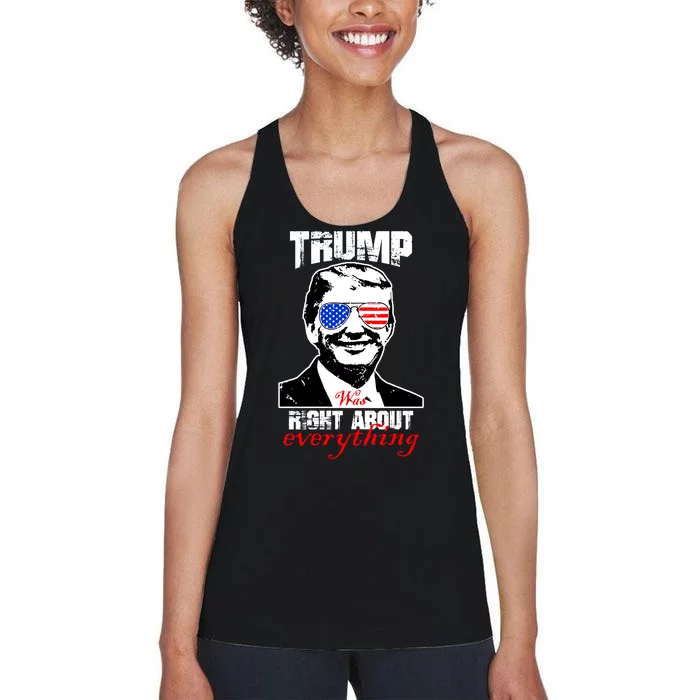 Trump Was Right About Everything Sunglasses USA Women's Racerback Tank