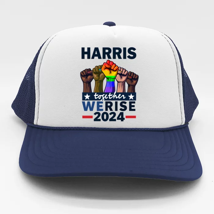 Together We Rise Kamala Harris 2024 Lgbt Meaningful Gift Trucker Hat