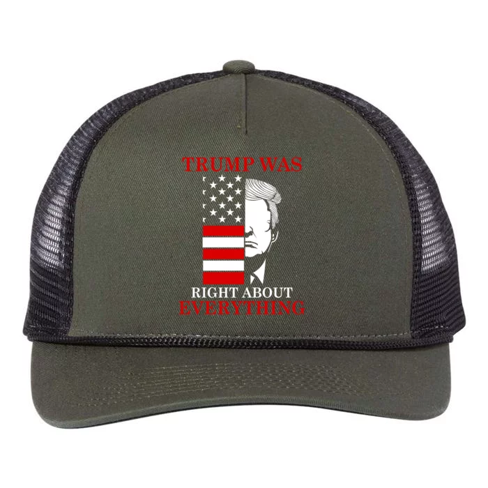 Trump Was Right About Everything USA Flag Retro Rope Trucker Hat Cap