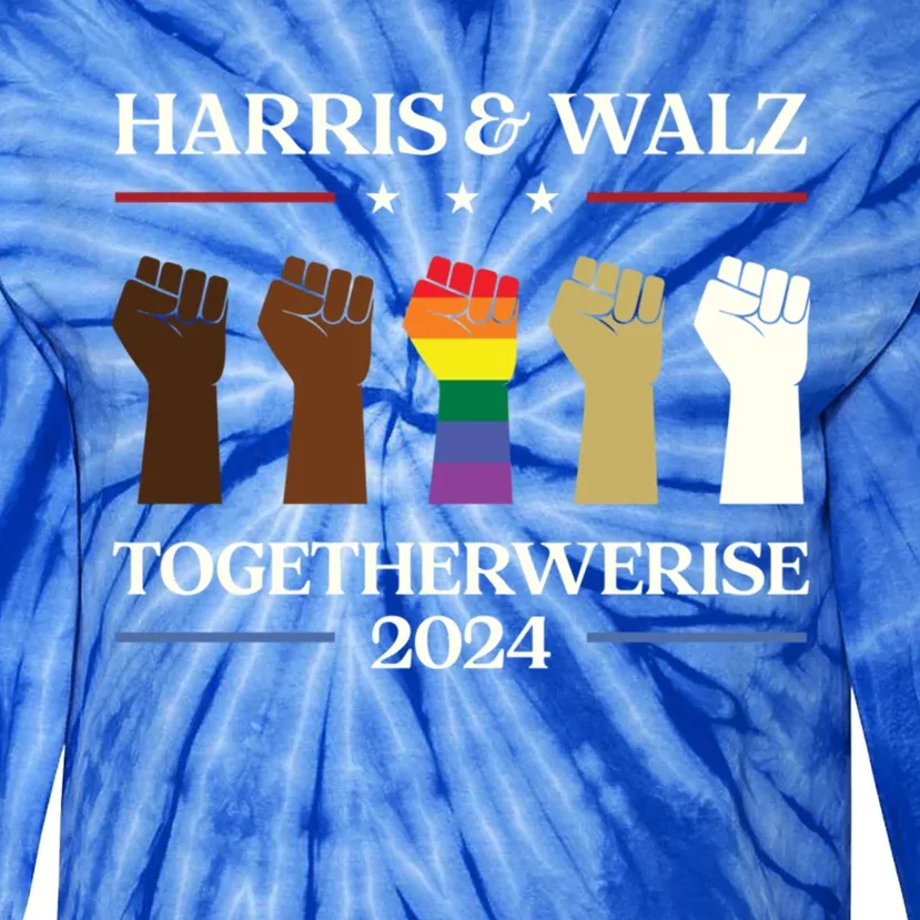 Together We Rise Harris Walz 2024 Supporter Collection Funny Gift Tie-Dye Long Sleeve Shirt