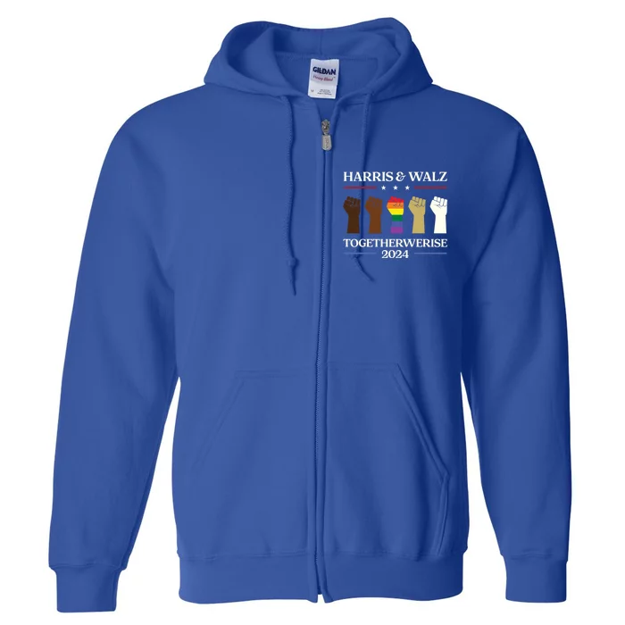 Together We Rise Harris Walz 2024 Supporter Collection Funny Gift Full Zip Hoodie