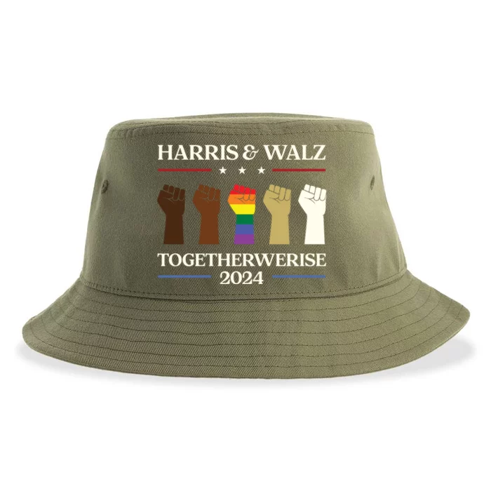 Together We Rise Harris Walz 2024 Supporter Collection Funny Gift Sustainable Bucket Hat