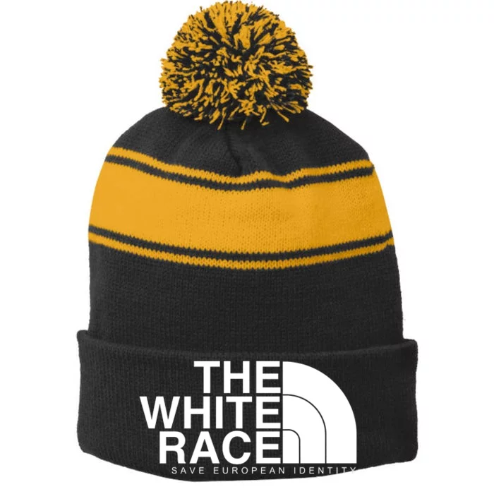 The White Race Save European Identity Stripe Pom Pom Beanie