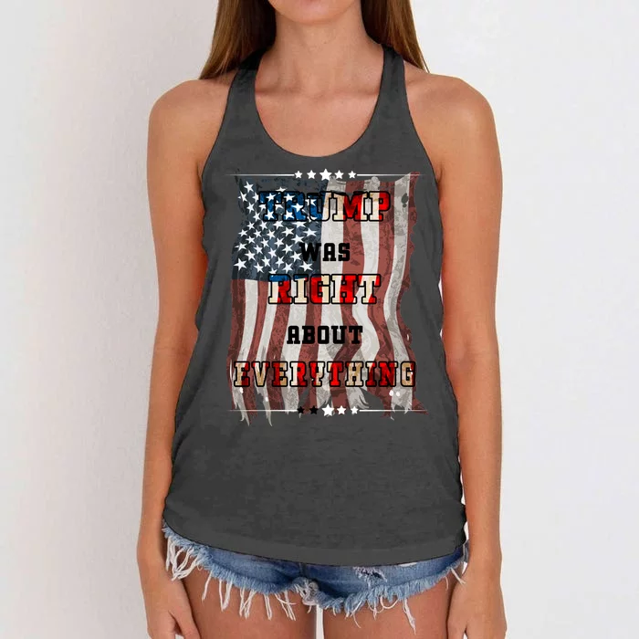 Trump Was Right About Everything USA Flag Women's Knotted Racerback Tank