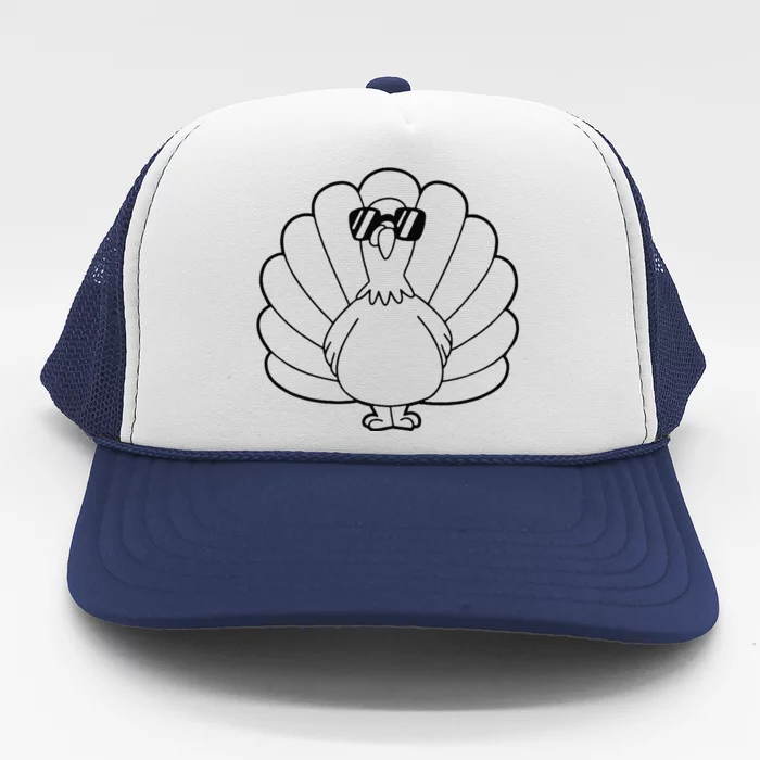 Turkey With Shades Funny Thanksgiving Trucker Hat