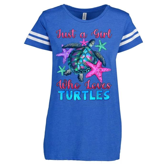 Turtle Watercolor Sea Ocean Just A Girl Who Loves Turtles Enza Ladies Jersey Football T-Shirt