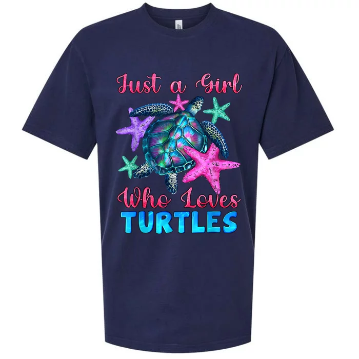 Turtle Watercolor Sea Ocean Just A Girl Who Loves Turtles Sueded Cloud Jersey T-Shirt