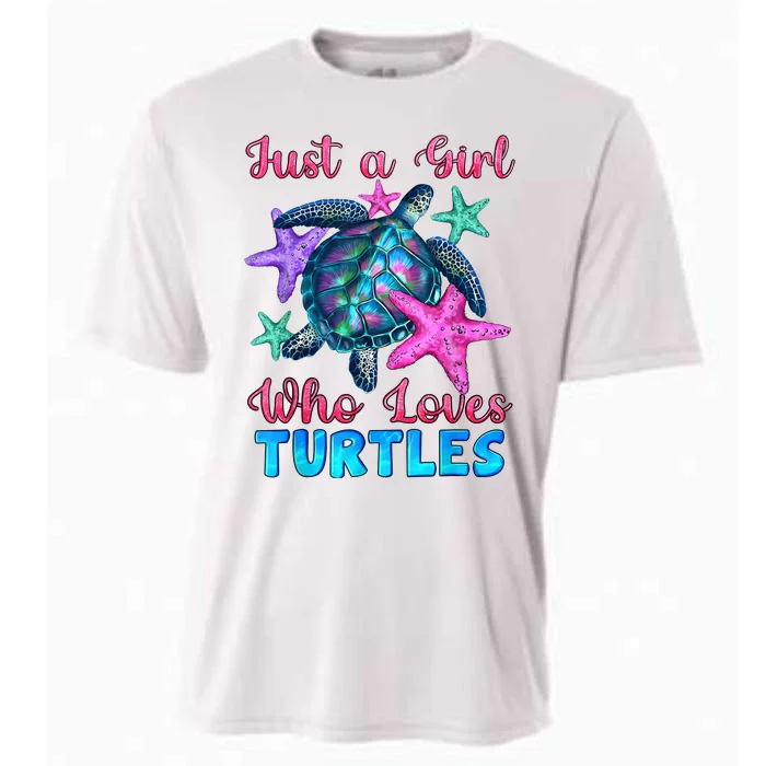 Turtle Watercolor Sea Ocean Just A Girl Who Loves Turtles Cooling Performance Crew T-Shirt