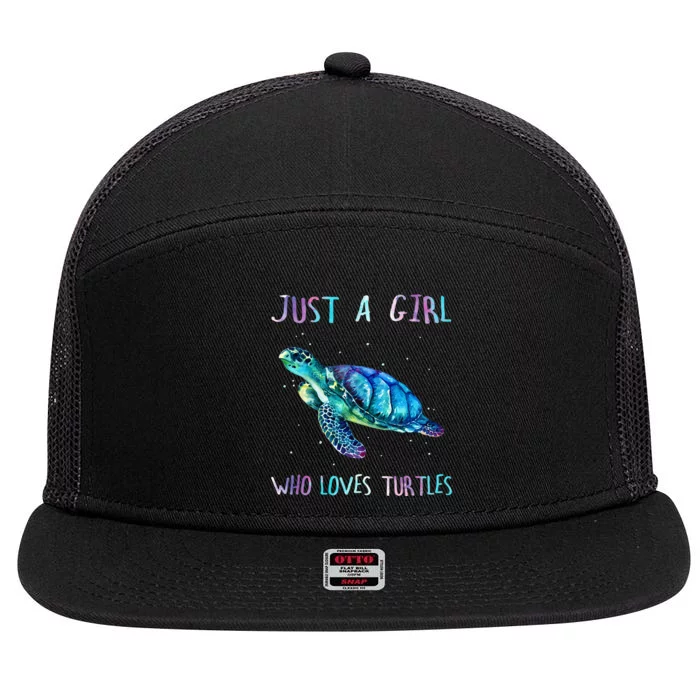 Turtle Watercolor Sea Ocean Just A Girl Who Loves Turtles 7 Panel Mesh Trucker Snapback Hat