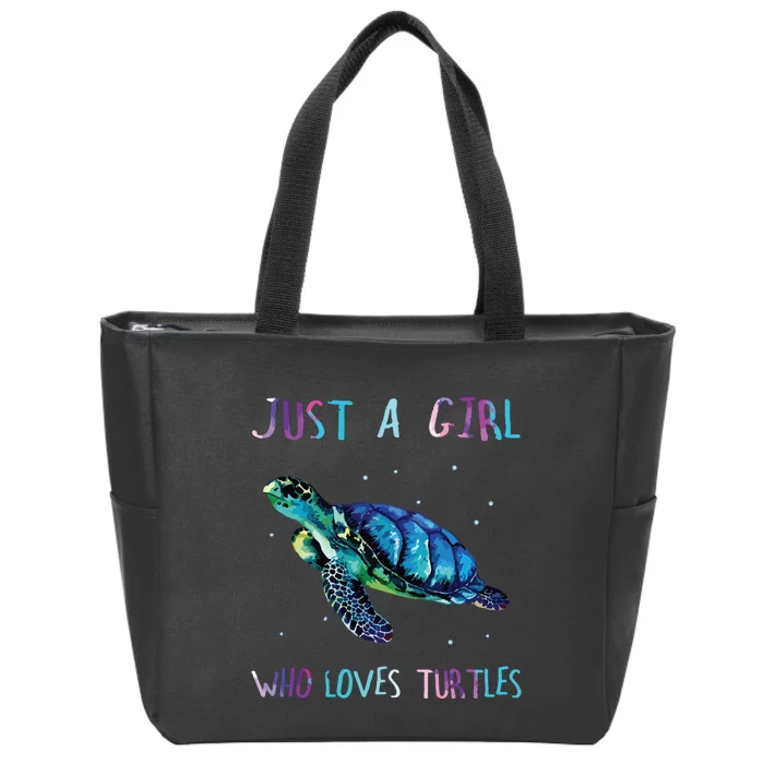 Turtle Watercolor Sea Ocean Just A Girl Who Loves Turtles Zip Tote Bag