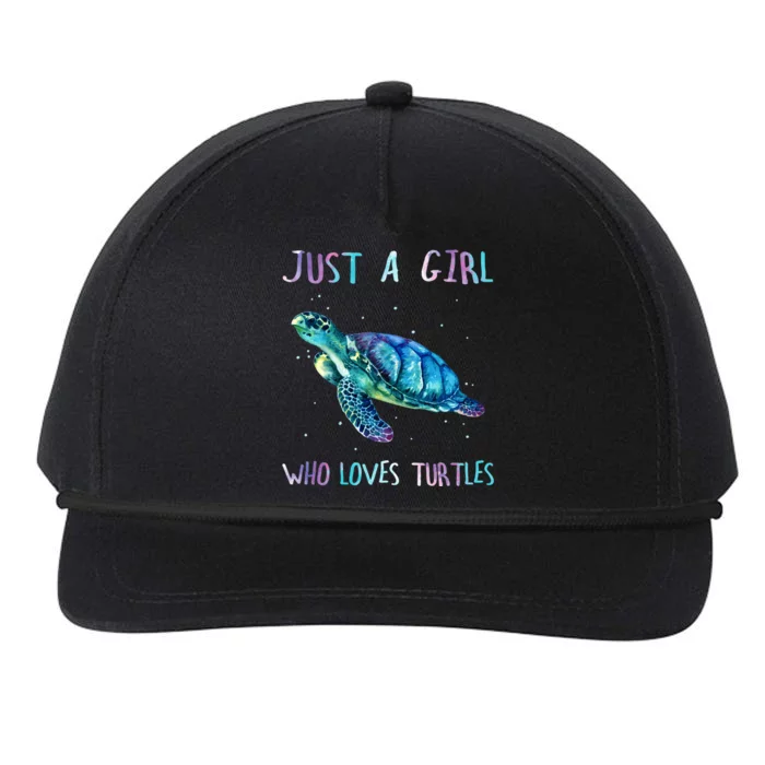 Turtle Watercolor Sea Ocean Just A Girl Who Loves Turtles Snapback Five-Panel Rope Hat