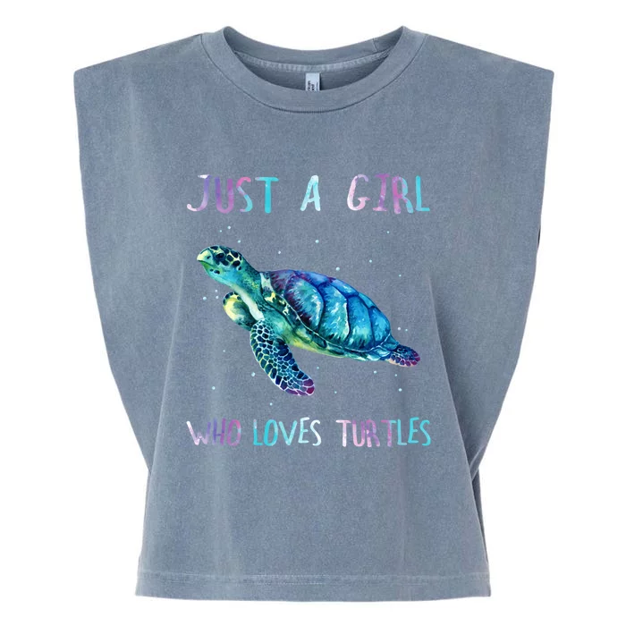 Turtle Watercolor Sea Ocean Just A Girl Who Loves Turtles Garment-Dyed Women's Muscle Tee