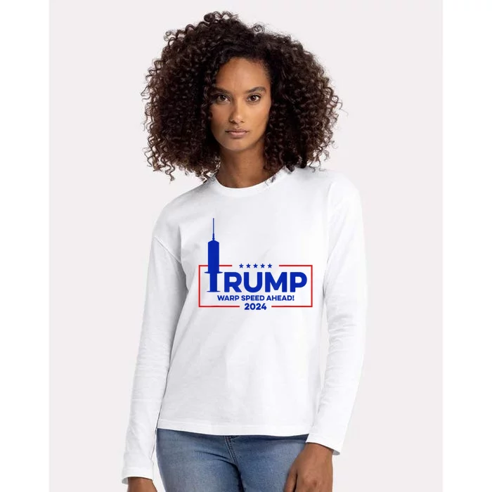 Trump Warp Speed Ahead 2024 Womens Cotton Relaxed Long Sleeve T-Shirt