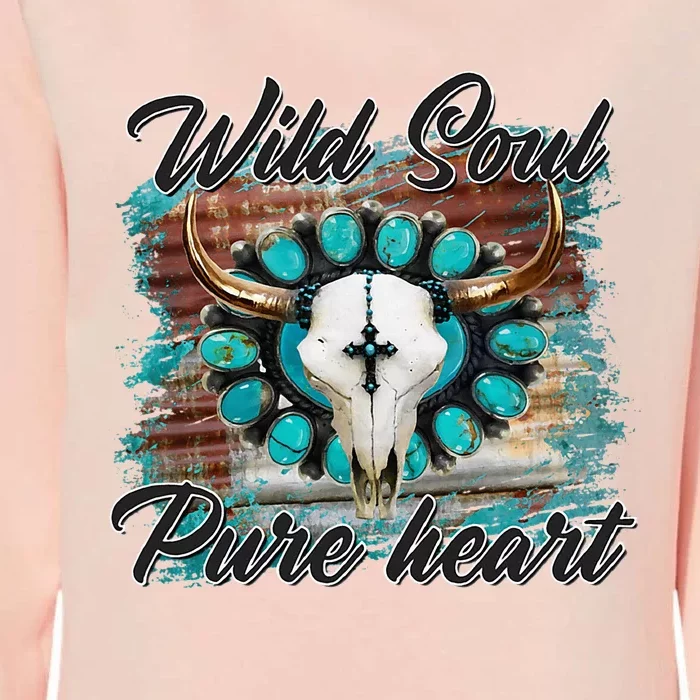 Turquoise Wild Soul Pure Heart Country Rodeo Cowgirl Western Womens California Wash Sweatshirt