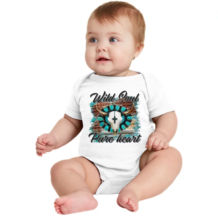 Turquoise Wild Soul Pure Heart Country Rodeo Cowgirl Western Baby Bodysuit