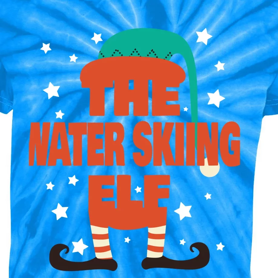 The Water Skiing Elf Christmas Pajama Water Skiing Gift Kids Tie-Dye T-Shirt