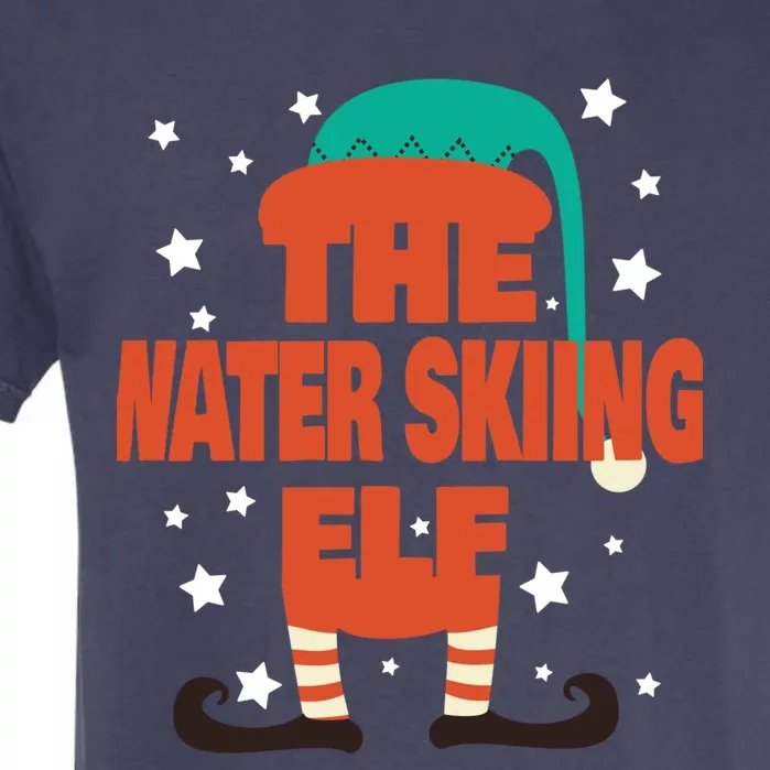 The Water Skiing Elf Christmas Pajama Water Skiing Gift Garment-Dyed Heavyweight T-Shirt