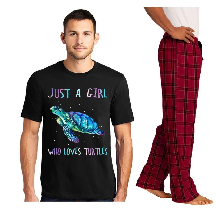 Turtle Watercolor Sea Ocean Just A Girl Who Loves Turtles Pajama Set