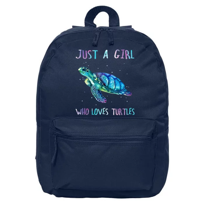 Turtle Watercolor Sea Ocean Just A Girl Who Loves Turtles 16 in Basic Backpack