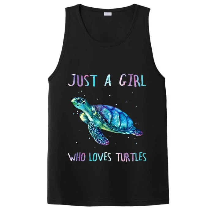 Turtle Watercolor Sea Ocean Just A Who Loves Turtles Gift Performance Tank