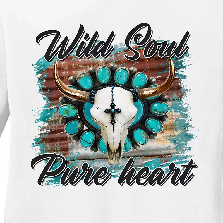 Turquoise Wild Soul Pure Heart Country Rodeo Cowgirl Western Ladies Long Sleeve Shirt