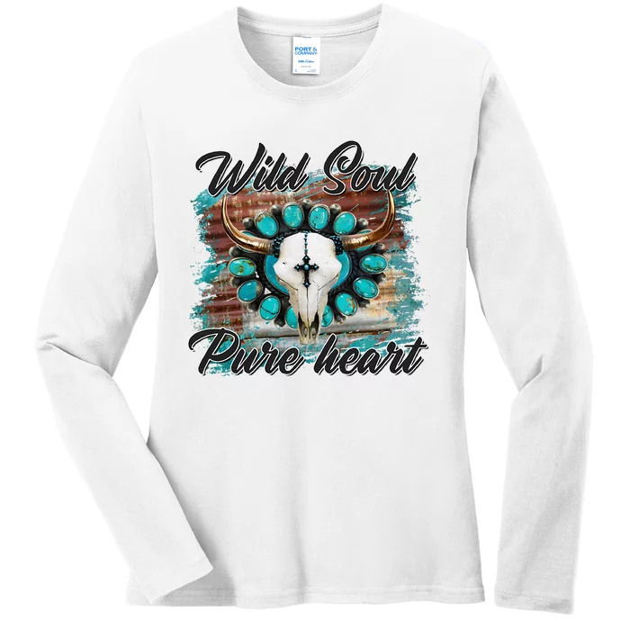 Turquoise Wild Soul Pure Heart Country Rodeo Cowgirl Western Ladies Long Sleeve Shirt